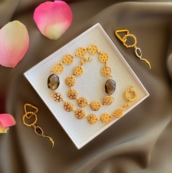 «SUN & MOON» Trendy Chain Necklace & Earrings Jewellery Set