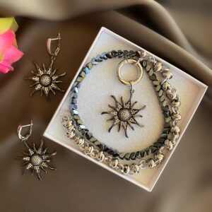 «SOLAR» Trendy Chain Necklace & Earrings Jewellery Set - Image 3