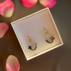 «BLACK CARDINAL» Trendy Hematite Stone Drop Earrings - Congo Lock - Image 2