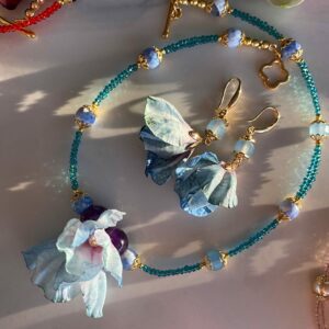 «HEY, BELLA» Beautiful & Luxury Necklace With Natural Stone & Earrings Jewellery Set - Image 6