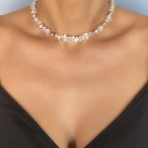 «IVANKA» Semi-Fine Luxury Pearl & Crystal Quartz Necklace - Image 5