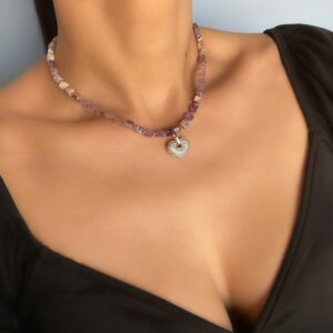 AMIAS» Semi-Fine Luxury Amethyst Necklace With Swarovski Crystals Pendant ⠀ - Image 4