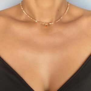 «CRABE» Semi-Fine Natural Agate Choker - Necklace With Trendy Pendant - Image 2