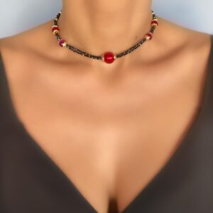 «VAMP» Semi-Fine Luxury Natural Stone Trendy Necklace & Earrings Jewellery Set - Image 3
