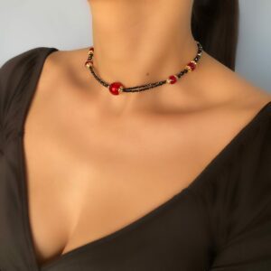 «VAMP» Semi-Fine Luxury Natural Stone Trendy Necklace & Earrings Jewellery Set - Image 5