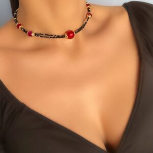 «VAMP» Semi-Fine Luxury Natural Stone Trendy Necklace & Earrings Jewellery Set - Image 6