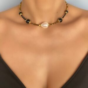 «NATELLA» Semi-Fine Luxury Natural Stone & Crystal Trendy Necklace And Earrings Jewellery Set - Image 6