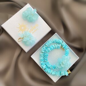 «PETITE FLORAL» Semi-Fine Natural Shell Stone Necklace & Earrings Jewellery Set⠀ - Image 3