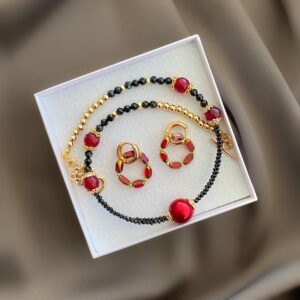 «VAMP» Semi-Fine Luxury Natural Stone Trendy Necklace & Earrings Jewellery Set - Image 4