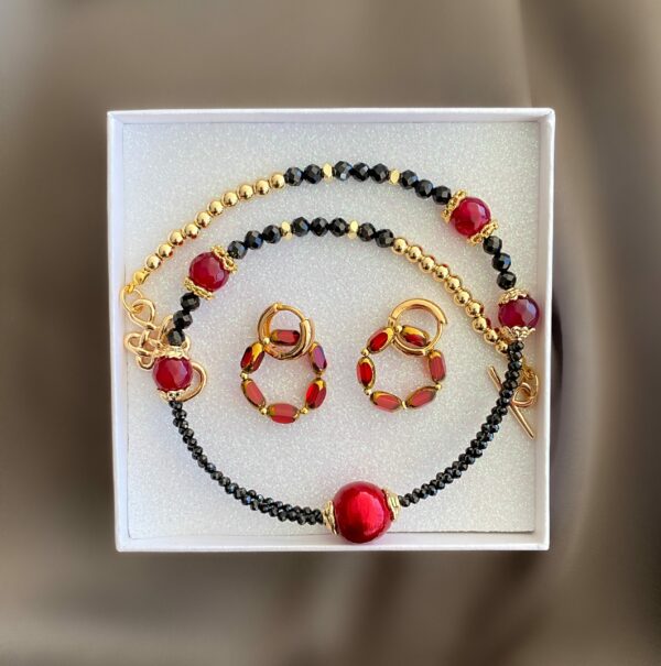 «VAMP» Semi-Fine Luxury Natural Stone Trendy Necklace & Earrings Jewellery Set