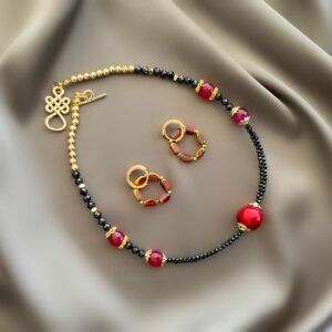 «VAMP» Semi-Fine Luxury Natural Stone Trendy Necklace & Earrings Jewellery Set - Image 7