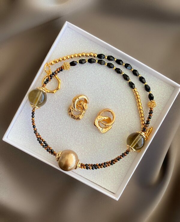 «FOSCHIA» Semi-Fine Luxury Crystal Trendy Necklace & Earrings Jewellery Set⠀