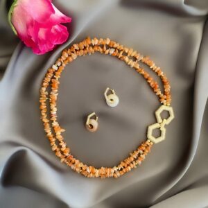 «HONEYCOMB» Semi-Fine Natural Stone Luxury Necklace & Earrings Jewellery Set - Image 5