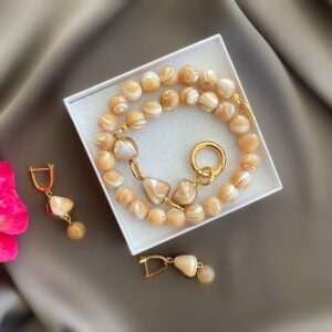 «MACCHIATO» Semi-Fine Natural Stone Necklace & Earrings Jewellery Set⠀ - Image 6