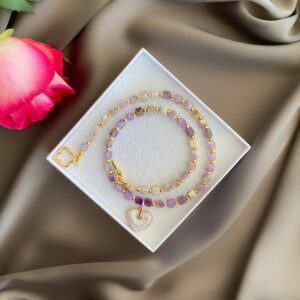 AMIAS» Semi-Fine Luxury Amethyst Necklace With Swarovski Crystals Pendant ⠀ - Image 2