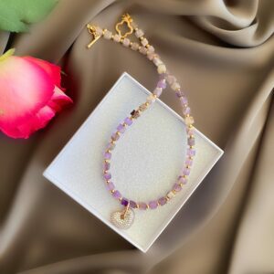 AMIAS» Semi-Fine Luxury Amethyst Necklace With Swarovski Crystals Pendant ⠀ - Image 3