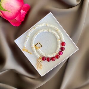 «ORSA» Semi-Fine Natural Shell & Agate Choker-Necklace With Trendy Pendant - Image 4