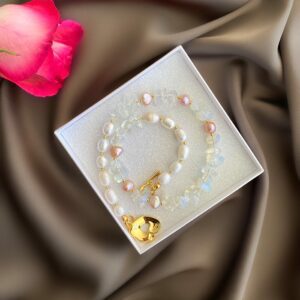 «IVANKA» Semi-Fine Luxury Pearl & Crystal Quartz Necklace - Image 2