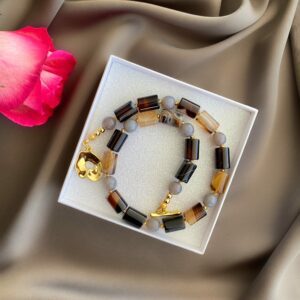 «AGATA KRISTI» Semi-Fine Natural Coffee Agates Stone Choker-Necklace - Image 4