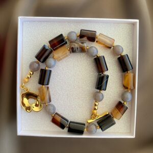 «AGATA KRISTI» Semi-Fine Natural Coffee Agates Stone Choker-Necklace - Image 5