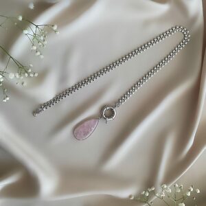 «CLARE» Semi-Fine Necklace With Pink Quartz Pendant - Image 6