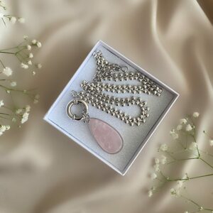 «CLARE» Semi-Fine Necklace With Pink Quartz Pendant - Image 8