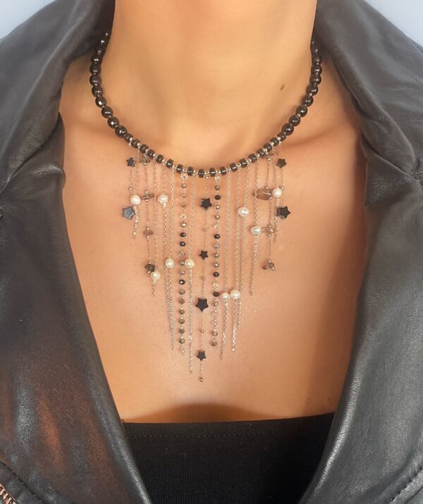 «MYSTY RAIN» Semi-Fine Natural Stone Luxury Necklace And Earrings Jewellery Set.