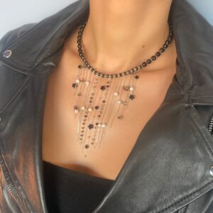 «MYSTY RAIN» Semi-Fine Natural Stone Luxury Necklace And Earrings Jewellery Set. - Image 3