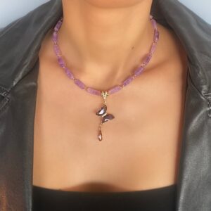 «FLY OF BUTTERFLY» Semi-Fine Necklace And Earrings Natural Stone Jewellery Set - Image 2