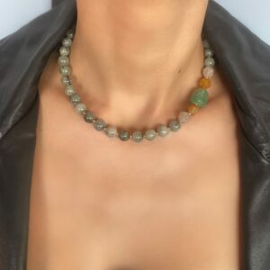 «MYSTY FOREST» Semi-Fine Natural Stone Necklace And Earrings Luxury Jewellery Set - Image 4
