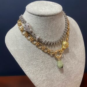 «NORBERTA» Luxury Chain Necklace With Beautiful Cubic Zirconia & Natural Stone Pendant - Image 9
