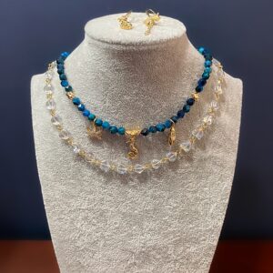 «BLUE CORDELIA» Trendy Beautiful Nautical Style Necklace & Drop Earrings - Image 8