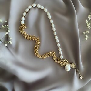 «MILKY WAY» Trendy Semi-Fine Natural Pearl & Chain Necklace With Baroque Pearl Pendant - Image 2