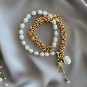 «MILKY WAY» Trendy Semi-Fine Natural Pearl & Chain Necklace With Baroque Pearl Pendant - Image 4