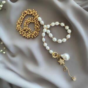 «MILKY WAY» Trendy Semi-Fine Natural Pearl & Chain Necklace With Baroque Pearl Pendant - Image 6