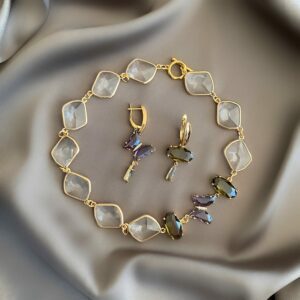 «AZURE» Semi-Fine Necklace & Earrings Jewellery Set⠀ - Image 2