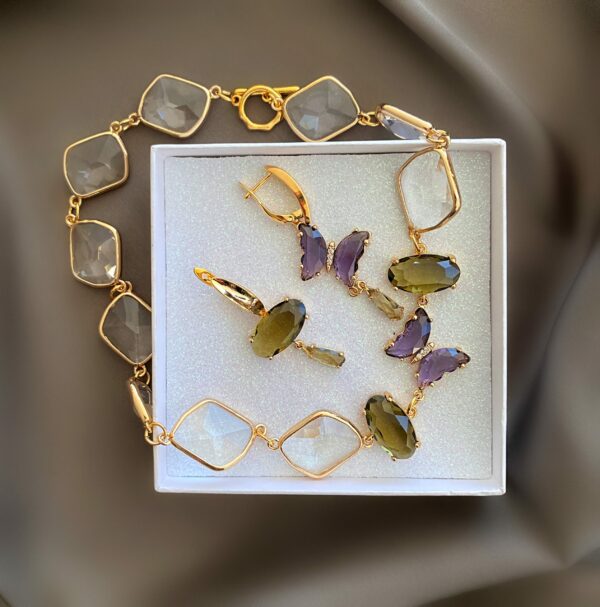 «AZURE» Semi-Fine Necklace & Earrings Jewellery Set⠀