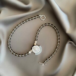 «BIEN» Semi-Fine Luxury Natural Stone Necklace With Swarovski Crystal Pendant - Image 3