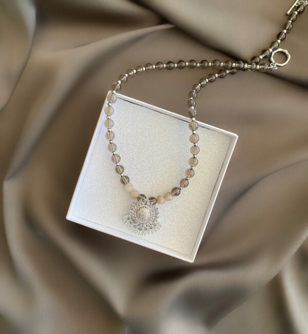 «BIEN» Semi-Fine Luxury Natural Stone Necklace With Swarovski Crystal Pendant