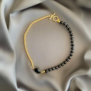 «NERIDA» Semi-Fine Chain And Stone Trendy Choker Necklace - Image 3