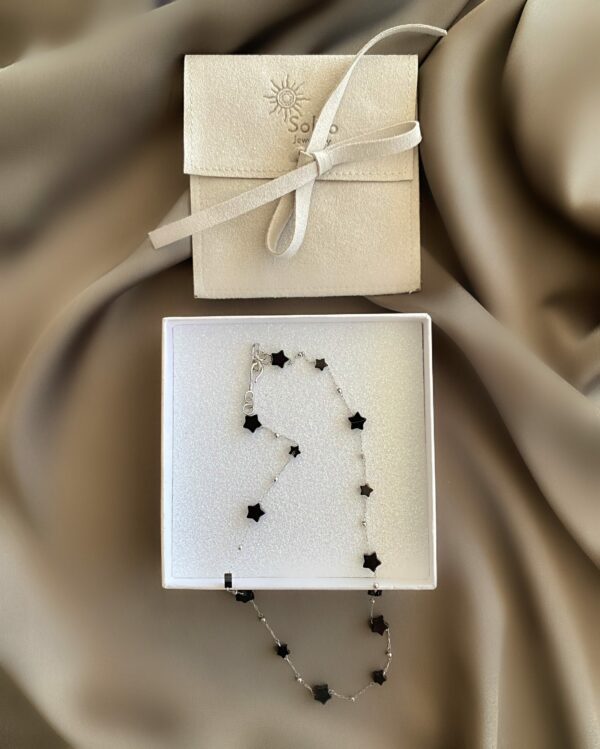 «GALAXY» Semi-Fine Chain and Natural Agates Stone Chocker Petite Necklace