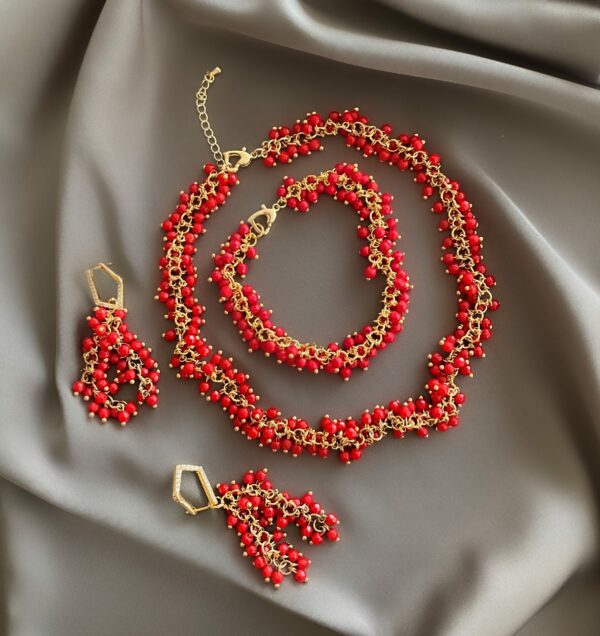 «SMORODINA» Luxury Natural Stone Necklace, Bracelet, Earrings Jewellery Set ⠀