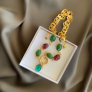 «MAMBA» - Semi-Fine Luxury Chain and Jewellery Glass Necklace And Earrings Set - Image 2