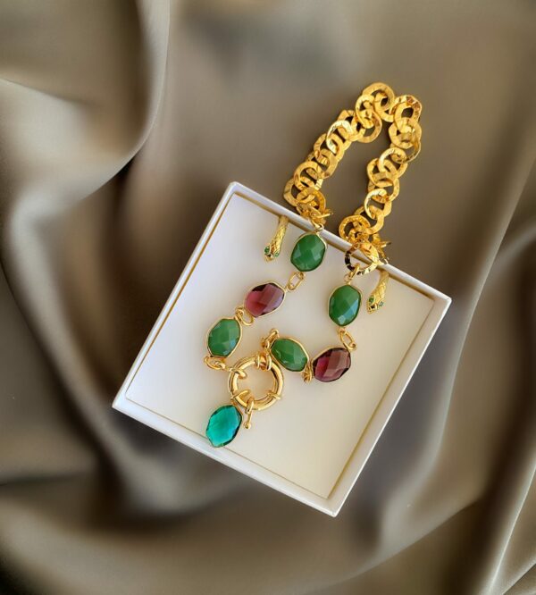 «MAMBA» - Semi-Fine Luxury Chain and Jewellery Glass Necklace And Earrings Set