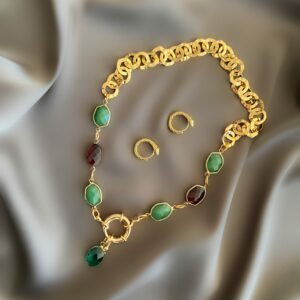 «MAMBA» - Semi-Fine Luxury Chain and Jewellery Glass Necklace And Earrings Set - Image 3
