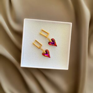«RUBY HEARTS» Earrings For Women With Crystals - English Lock - Image 3