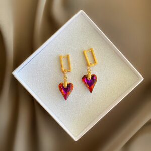 «RUBY HEARTS» Earrings For Women With Crystals - English Lock - Image 2