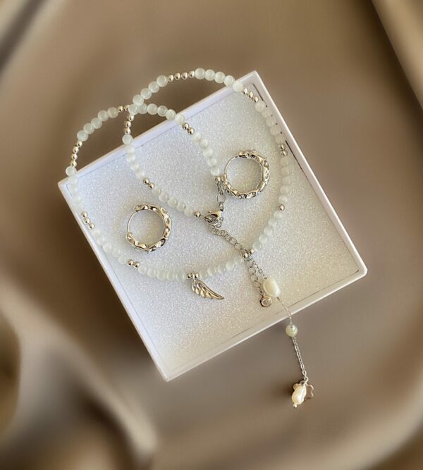 «MICHAELA» Luxury Natural Stone Choker - Necklace And Earrings Jewellery Set