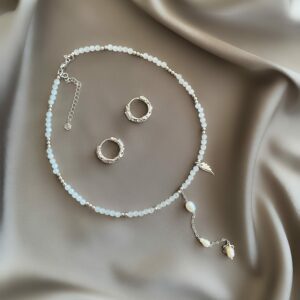 «MICHAELA» Luxury Natural Stone Choker - Necklace And Earrings Jewellery Set - Image 4
