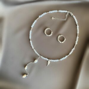 «MICHAELA» Luxury Natural Stone Choker - Necklace And Earrings Jewellery Set - Image 5